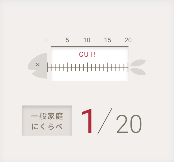 一般家庭にくらべ 1/2