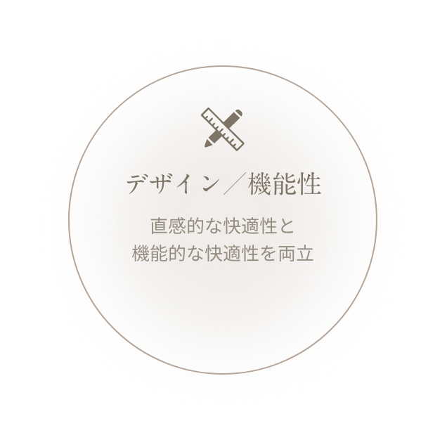 デザイン／機能性 人間の直感的な快適さや五感に訴える空間をデザインで質の高い暮らしを